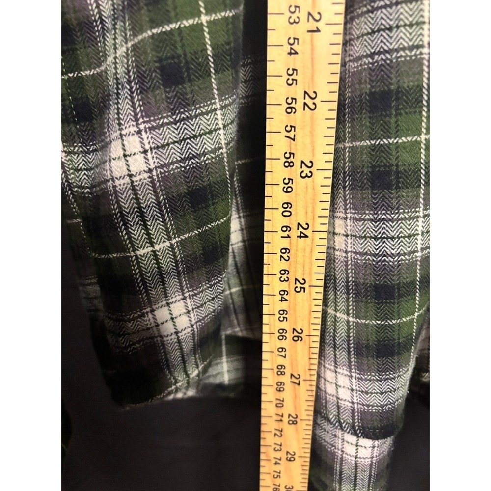 Eddie Bauer Flannel Shirt Mens XL Green Plaid Button Up Long Sleeve Cotton - Picture 10 of 11